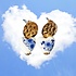 Heinen Delfts blauw Earrings - studs - hearts - Delft blue flower