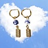 Typisch Hollands Earrings Delft blue bead with gold canal house charm