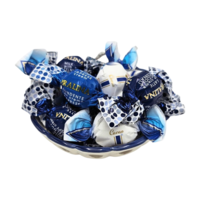 Typisch Hollands Delft blue bowl with windmill landscape with praline chocolate in 3 flavors