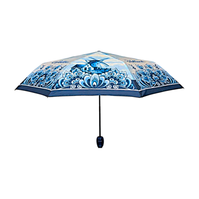 Typisch Hollands Luxe Paraplu Delfts blauwe molens en bloemmotief