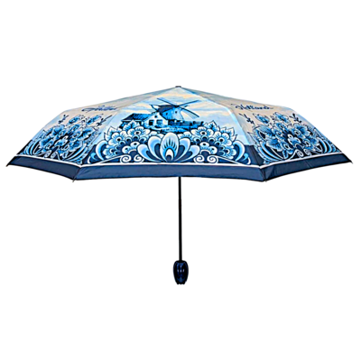 Matix Luxuriöser Regenschirm mit Delfter blauen Windmühlen und Blumenmuster