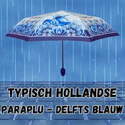 Matix Luxury Umbrella Delft blue mills and flower motif