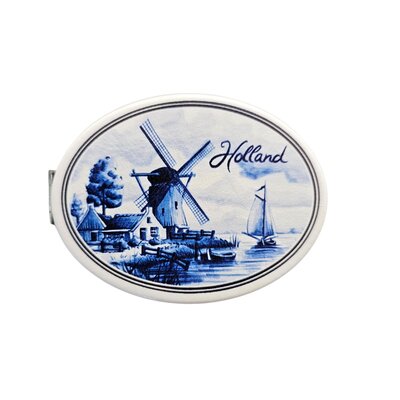 Typisch Hollands Spiegeldoosje  Holland- Delfts blauw Molenlandschap