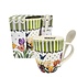 Typisch Hollands Mug with spoon - Green with tulips and butterflies