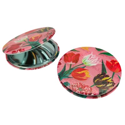 Matix Spiegeldoosje - Rond -Pretty tulips - roze