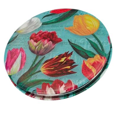 Matix Spiegelkasten - Rund - Hübsche Tulpen - Grün