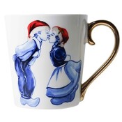 Typisch Hollands Luxuriöser Weihnachtsbecher – Delfter Blau-Optik – Küssendes Paar