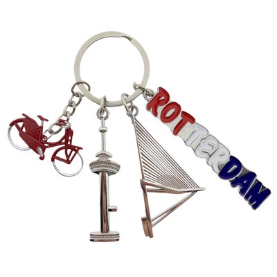 Matix Keychain 4 charms Rotterdam - Silver-colored
