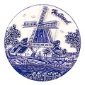 Matix Magnet round - Delft blue - Mill landscape