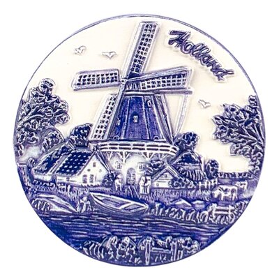 Matix Magneet rond - Delfts blauw - Molenlandschap