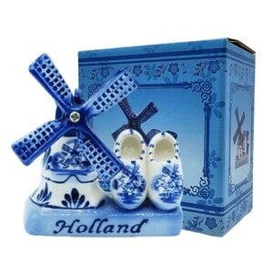 Typisch Hollands Delft Blue Holland Windmill - Wooden Clogs