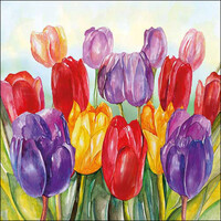 Typisch Hollands Holland napkins with tulip field - colorful - painting