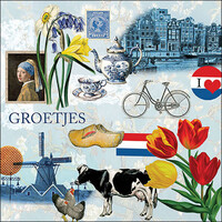 Typisch Hollands Servetten Holland  & Nostalgisch gekleurd en Delfts blauw