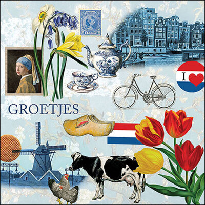 Typisch Hollands Servetten Holland  & Nostalgisch gekleurd en Delfts blauw