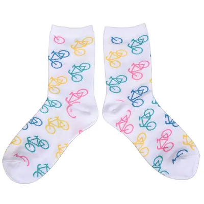 Typisch Hollands Damensocken - Radfahren - sportlich weiß mit Pastell