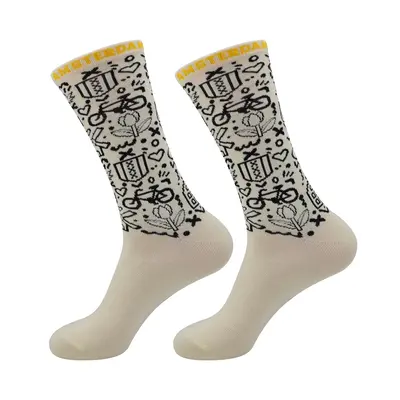Typisch Hollands Men's socks - Cycling - White with black icons Amsterdam