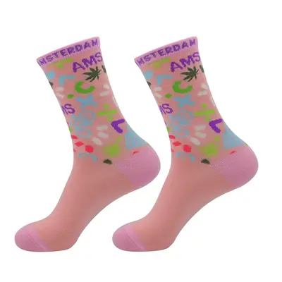 Typisch Hollands Damensocken - Amsterdam - Pink - Fantasy - Fahrrad