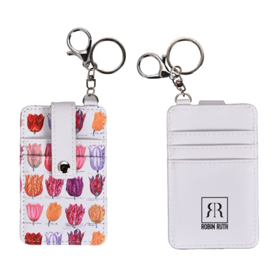 Typisch Hollands Card holder key ring - White with botanical tulips