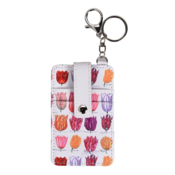 Typisch Hollands Pasjes houder-sleutelhanger - Wit met botanische tulpen
