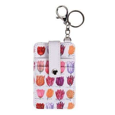 Typisch Hollands Card holder key ring - White with botanical tulips