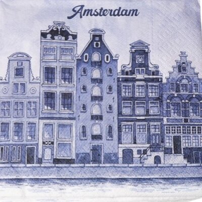 Typisch Hollands Napkins Delft blue canal houses - Amsterdam