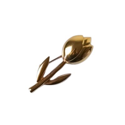 Heinen Delfts blauw Brooch - Tulip - Gold colored - 5 cm
