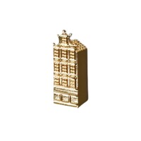 Heinen Delfts blauw Brooch - House - Gold - 5 cm