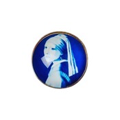 Heinen Delfts blauw Broche - Het meisje met de parel - 4cm
