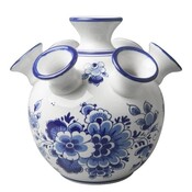 Heinen Delfts blauw Tulpenvaas - bloemendecoratie - Vlakke bodem