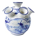 Heinen Delfts blauw Tulip vase - mill decoration - Flat bottom