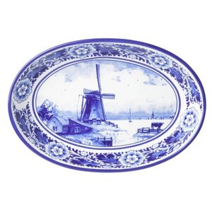 Heinen Delfts blauw Delft blue bowl - Mill landscape