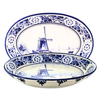Heinen Delfts blauw Delft blue bowl - Mill landscape