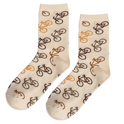 Typisch Hollands Damensocken – Fahrräder – klassisch – beige mit Fahrrädern – braun und ocker