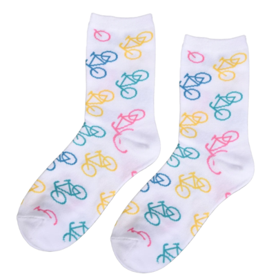 Typisch Hollands Damensocken - Radfahren - sportlich weiß mit Pastell