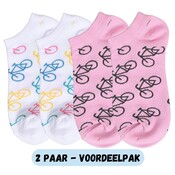 Holland sokken 2 Pairs of Women's Ankle Socks - Cycling - Pink and White