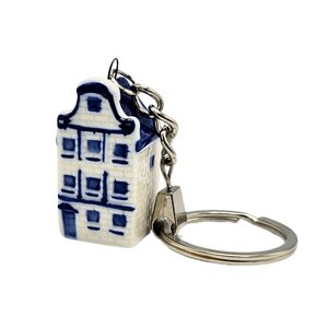 Typisch Hollands Sleutelhanger - Delfts blauw huisje - keramiek