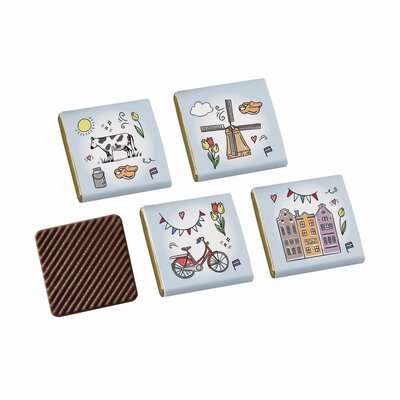 Typisch Hollands Tin gabled houses with chocolate tiles