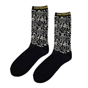 Typisch Hollands Herrensocken – Fahrräder – Schwarz-weiße Symbole Amsterdam