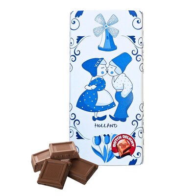 Typisch Hollands Melkchocoladereep in Delfts blauwe verpakking. THT 25-12-2025