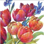 Typisch Hollands Holland napkins with tulips and irises - colorful - painting