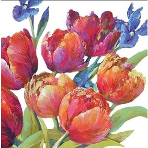 Typisch Hollands Holland napkins with tulips and irises - colorful - painting