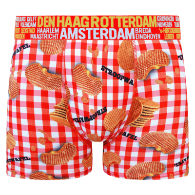 Typisch Hollands Boxershort - Rood-Wit - Stroopwafels