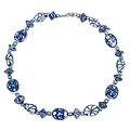 Typisch Hollands Necklace with silver pills and single beads - Delft blue