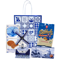 typisch-hollands-geschenkpakket Holländische Delikatessen - Goodiebag mit Delfter Windmühle