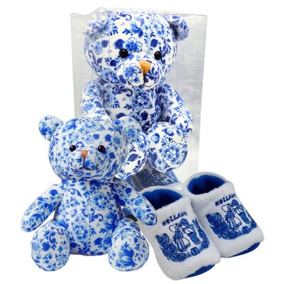 Heinen Delfts blauw Baby gift set Bear Delft blue and baby slippers