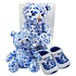 Heinen Delfts blauw Baby-Geschenkset Bär Delft blau und Babyschuhe