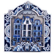 Typisch Hollands Magnet Delft Blau Amsterdam - Giebelhäuser