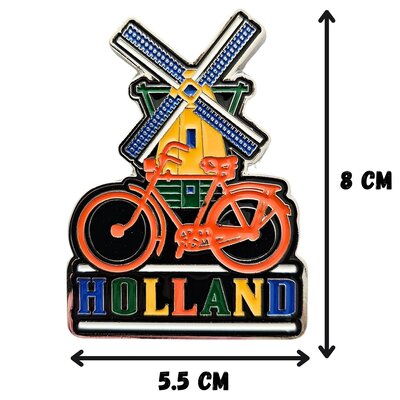 Typisch Hollands Großer Magnet Holland - oranges Fahrrad an der Mühle