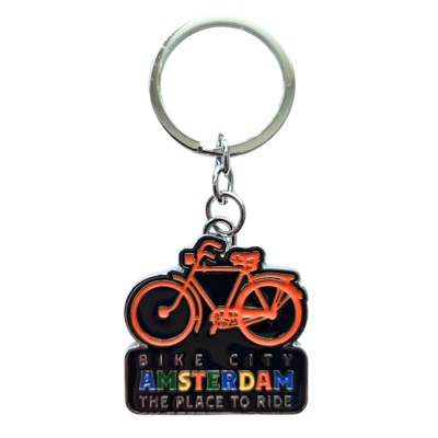 Typisch Hollands Keyring Amsterdam - Orange bicycle