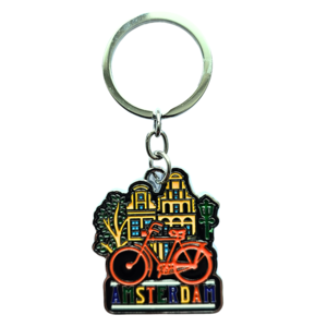 Typisch Hollands Keyring Amsterdam - Bicycle and facade houses